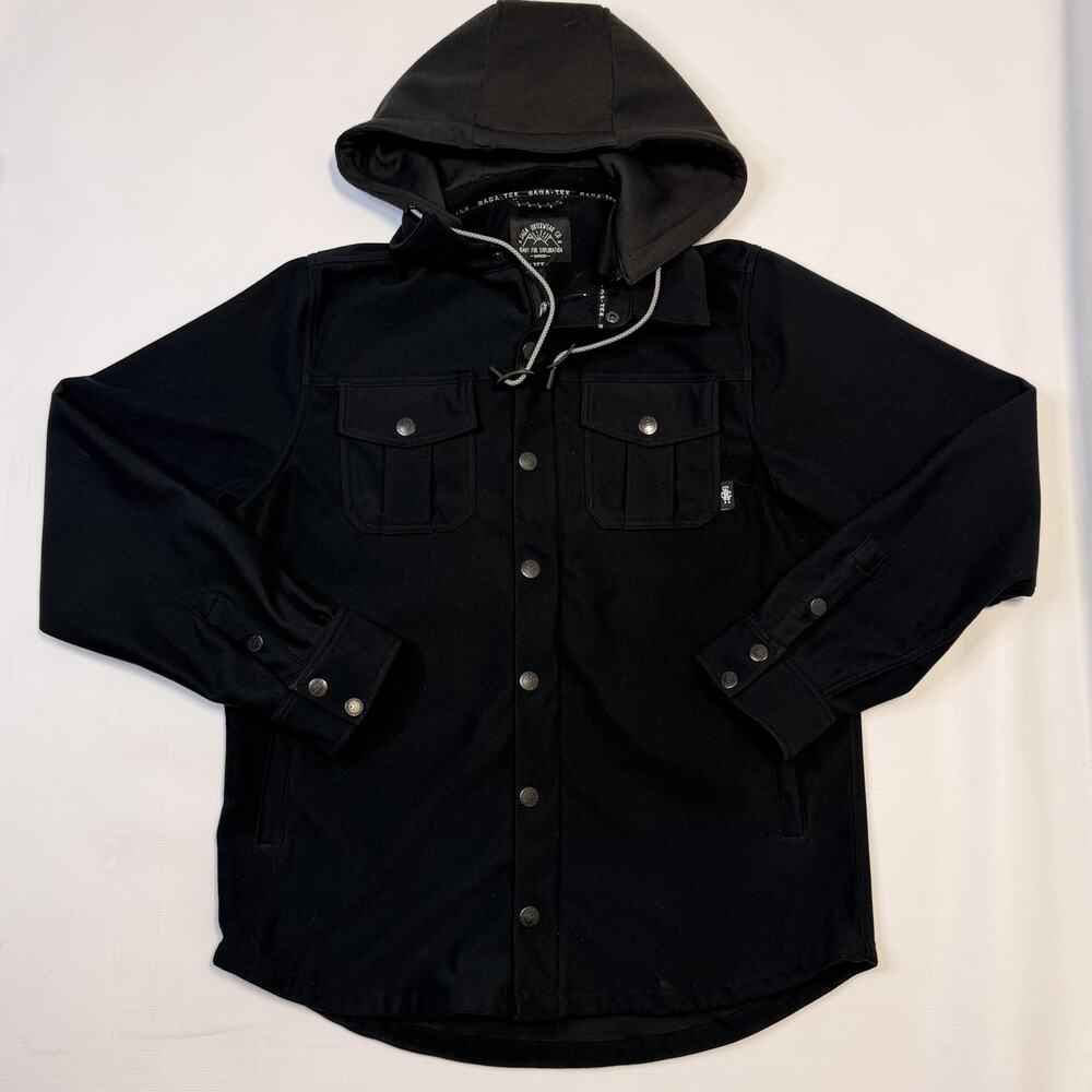 Saga Outerwear Co. Jacket Mens XL Black Hoodie Full Zip Ski SAGA-TEK